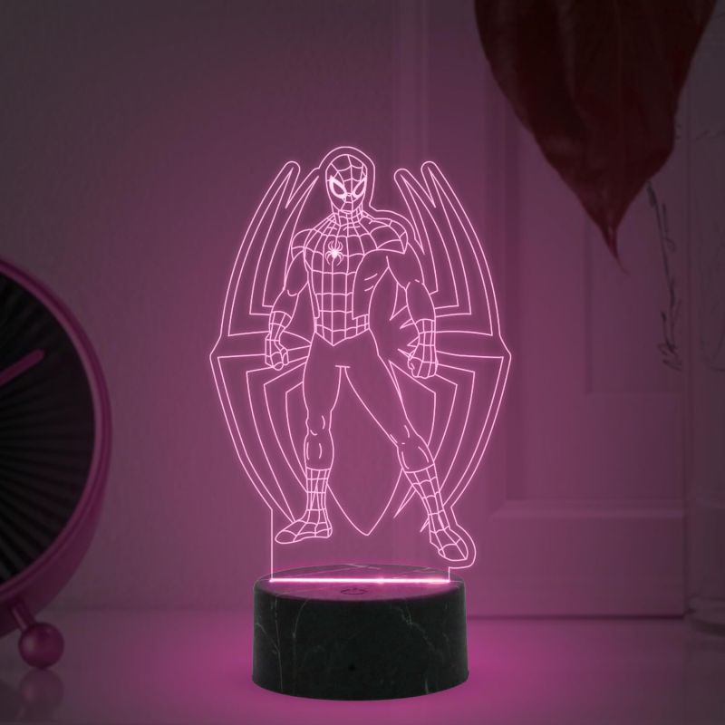3D illusion Avengers Spiderman night lamp with Multicolored Light Birthday Gift for Marvel Fans Gift for Avengers Lovers Kids Room Decor