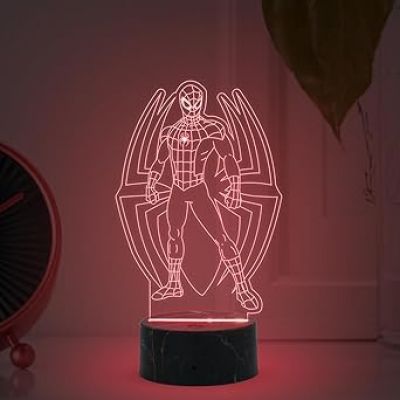 3D illusion Avengers Spiderman night lamp with Multicolored Light Birthday Gift for Marvel Fans Gift for Avengers Lovers Kids Room Decor