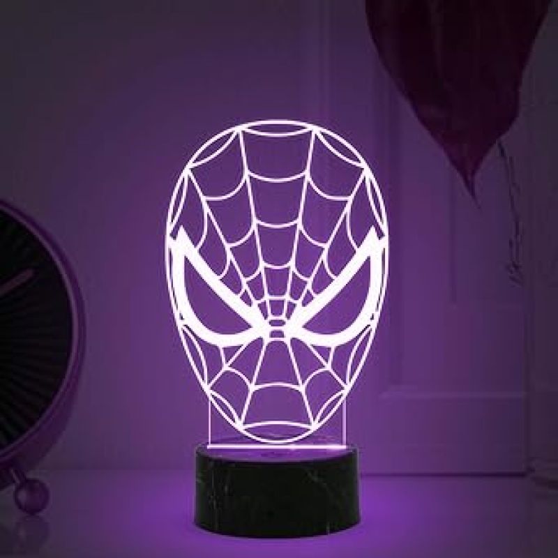 3D illusion Spiderman Head night lamp with Multicolored Light Birthday Gift for Marvel Fans Gift for Avengers Lovers Kids Room Decor