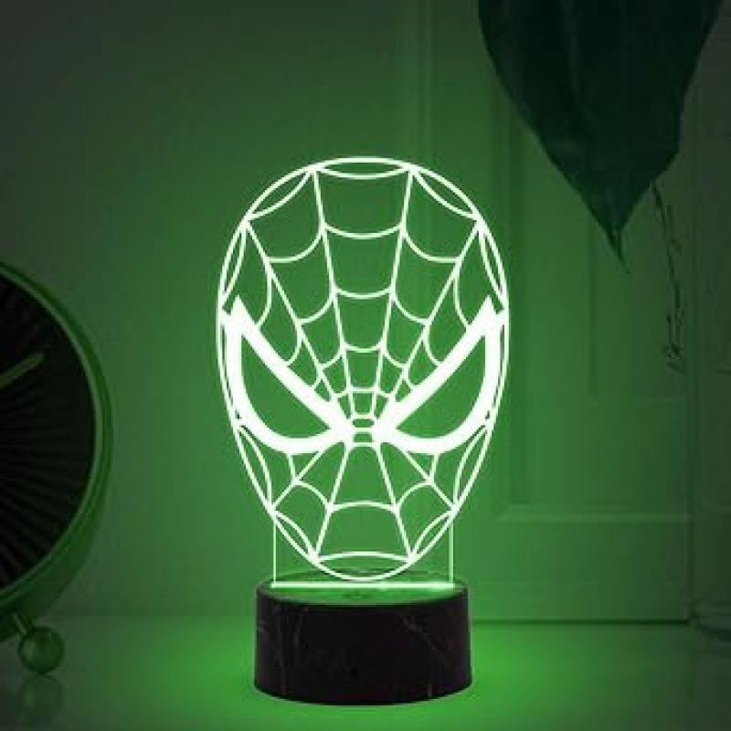 3D illusion Spiderman Head night lamp with Multicolored Light Birthday Gift for Marvel Fans Gift for Avengers Lovers Kids Room Decor