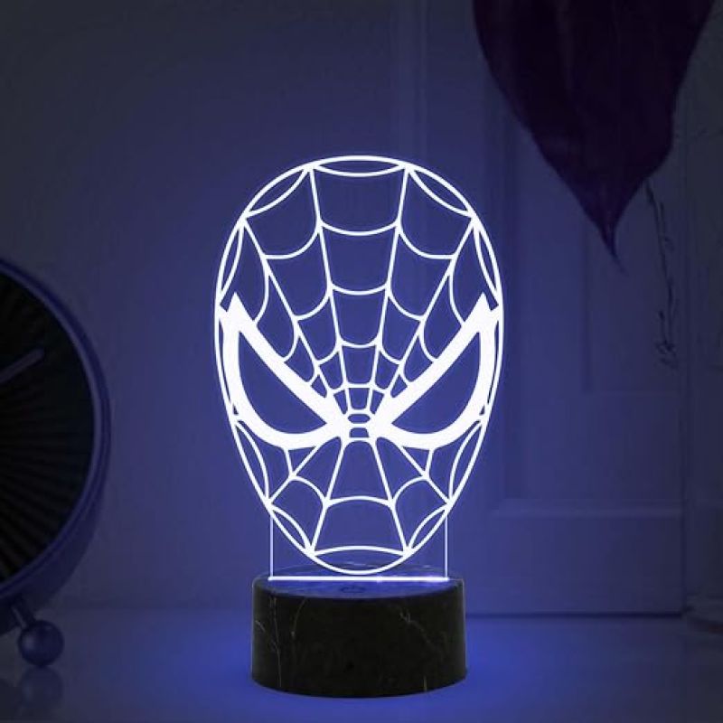 3D illusion Spiderman Head night lamp with Multicolored Light Birthday Gift for Marvel Fans Gift for Avengers Lovers Kids Room Decor