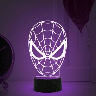 3D illusion Spiderman Head night lamp with Multicolored Light Birthday Gift for Marvel Fans Gift for Avengers Lovers Kids Room Decor