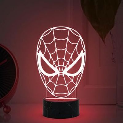 3D illusion Spiderman Head night lamp with Multicolored Light Birthday Gift for Marvel Fans Gift for Avengers Lovers Kids Room Decor