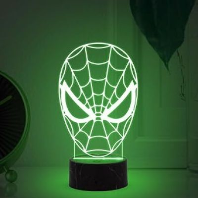 3D illusion Spiderman Head night lamp with Multicolored Light Birthday Gift for Marvel Fans Gift for Avengers Lovers Kids Room Decor