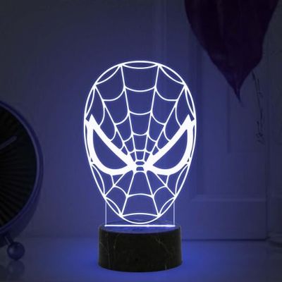 3D illusion Spiderman Head night lamp with Multicolored Light Birthday Gift for Marvel Fans Gift for Avengers Lovers Kids Room Decor