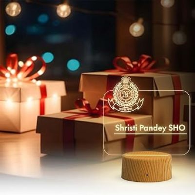 Personalized SHO Delhi Police night lamp with Warm White Light Customized with Name Gift for Police Officer , Home & Office Decor