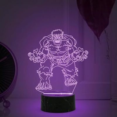 3D Illusion Hulk Marvel Super Hero Night Lamp with Automatic Color Changing Light Gift for Marvel Fans Gift for Avengers Lovers Kids Room Decor