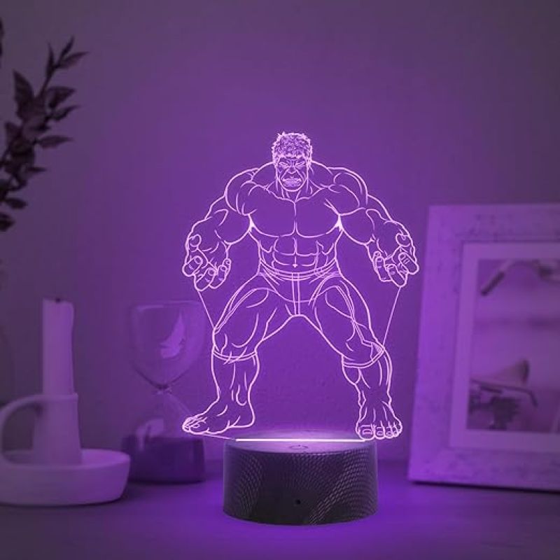 3D Illusion Hulk night lamp with Multicolored Light Birthday Gift for Marvel Fans Gift for Avengers Lovers Kids Room Decor
