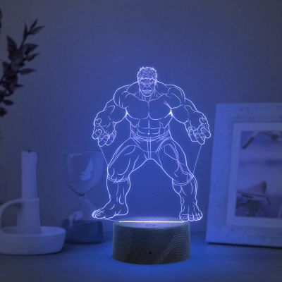 3D Illusion Hulk night lamp with Multicolored Light Birthday Gift for Marvel Fans Gift for Avengers Lovers Kids Room Decor
