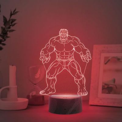 3D Illusion Hulk night lamp with Multicolored Light Birthday Gift for Marvel Fans Gift for Avengers Lovers Kids Room Decor