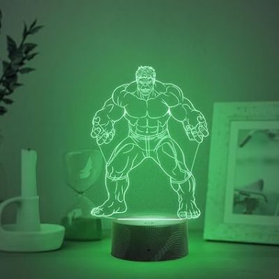 3D Illusion Hulk night lamp with Multicolored Light Birthday Gift for Marvel Fans Gift for Avengers Lovers Kids Room Decor