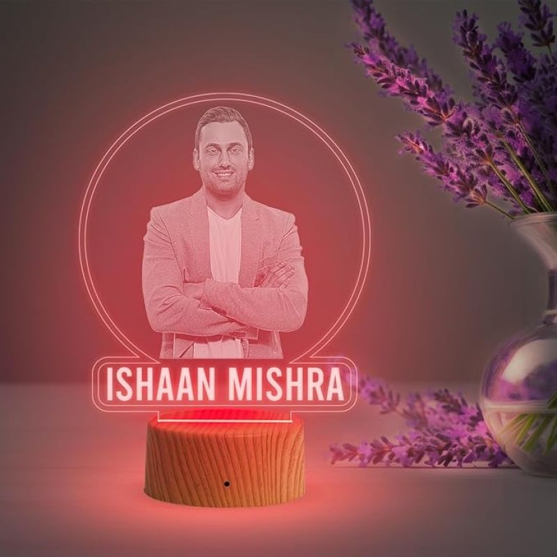 Personalized Photo Lamp with Automatic Color Changing Light Customized with Photo Name Birthday Gift for Brother Sister Friends , Gift for Colleague