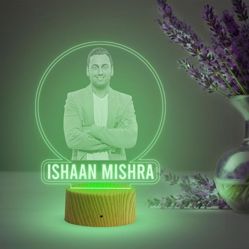 Personalized Photo Lamp with Automatic Color Changing Light Customized with Photo Name Birthday Gift for Brother Sister Friends , Gift for Colleague