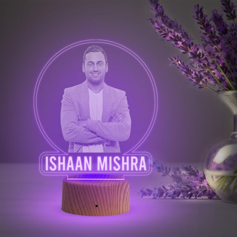 Personalized Photo Lamp with Automatic Color Changing Light Customized with Photo Name Birthday Gift for Brother Sister Friends , Gift for Colleague