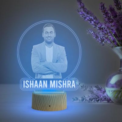 Personalized Photo Lamp with Automatic Color Changing Light Customized with Photo Name Birthday Gift for Brother Sister Friends , Gift for Colleague