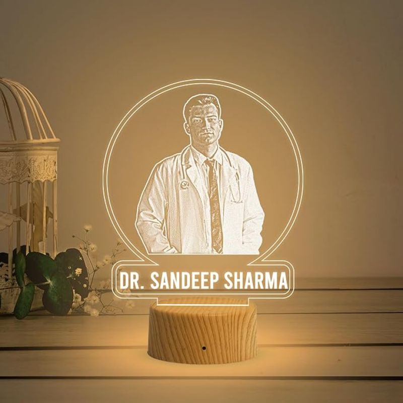 Personalized Doctor Photo Lamp with Warm White Light Customized with Photo Name Gift for Medical Student, Thankyou Gift for Doctor Men Women | Doctor Clinic Decor