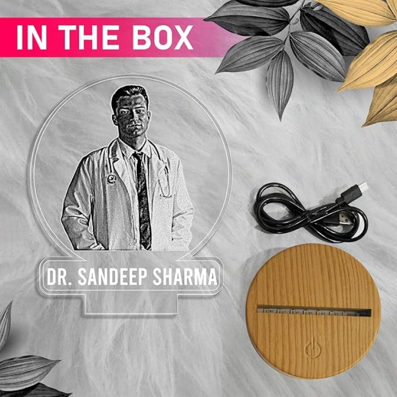 Personalized Doctor Photo Lamp with Warm White Light Customized with Photo Name Gift for Medical Student, Thankyou Gift for Doctor Men Women | Doctor Clinic Decor