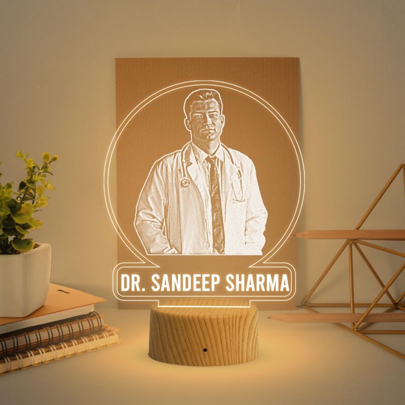 Personalized Doctor Photo Lamp with Warm White Light Customized with Photo Name Gift for Medical Student, Thankyou Gift for Doctor Men Women | Doctor Clinic Decor