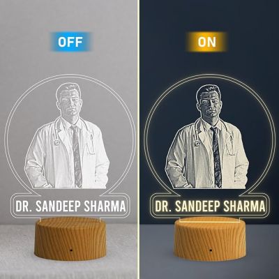 Personalized Doctor Photo Lamp with Warm White Light Customized with Photo Name Gift for Medical Student, Thankyou Gift for Doctor Men Women | Doctor Clinic Decor