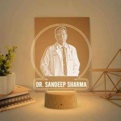 Personalized Doctor Photo Lamp with Warm White Light Customized with Photo Name Gift for Medical Student, Thankyou Gift for Doctor Men Women | Doctor Clinic Decor