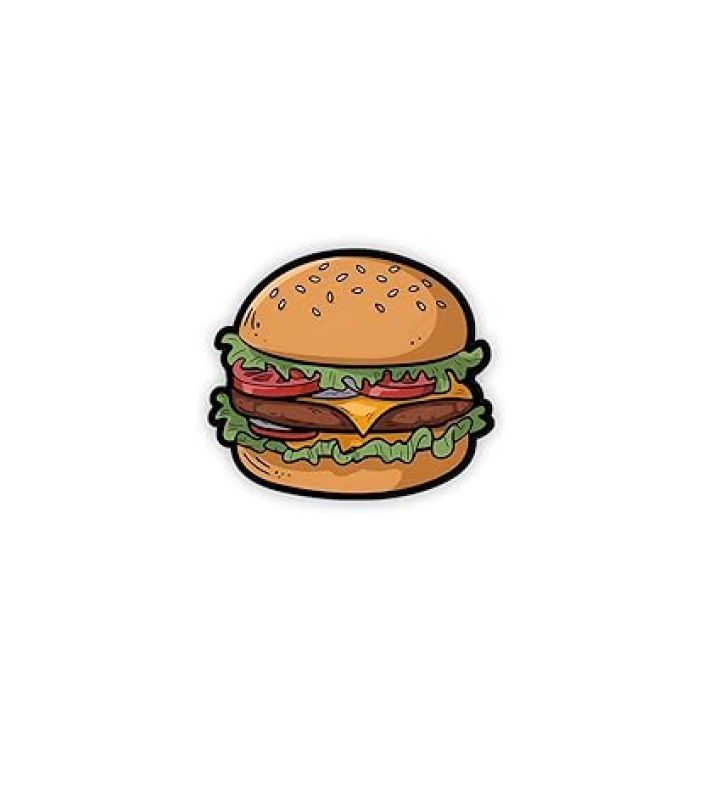 Burger Wooden Fridge Magnet Sticker Almirah, Refrigerator, Home & Kitchen Decorative Items Gift for Friends, Kids, Food Lover