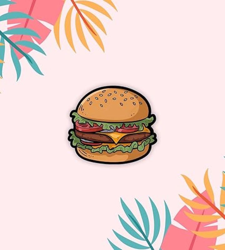 Burger Wooden Fridge Magnet Sticker Almirah, Refrigerator, Home & Kitchen Decorative Items Gift for Friends, Kids, Food Lover