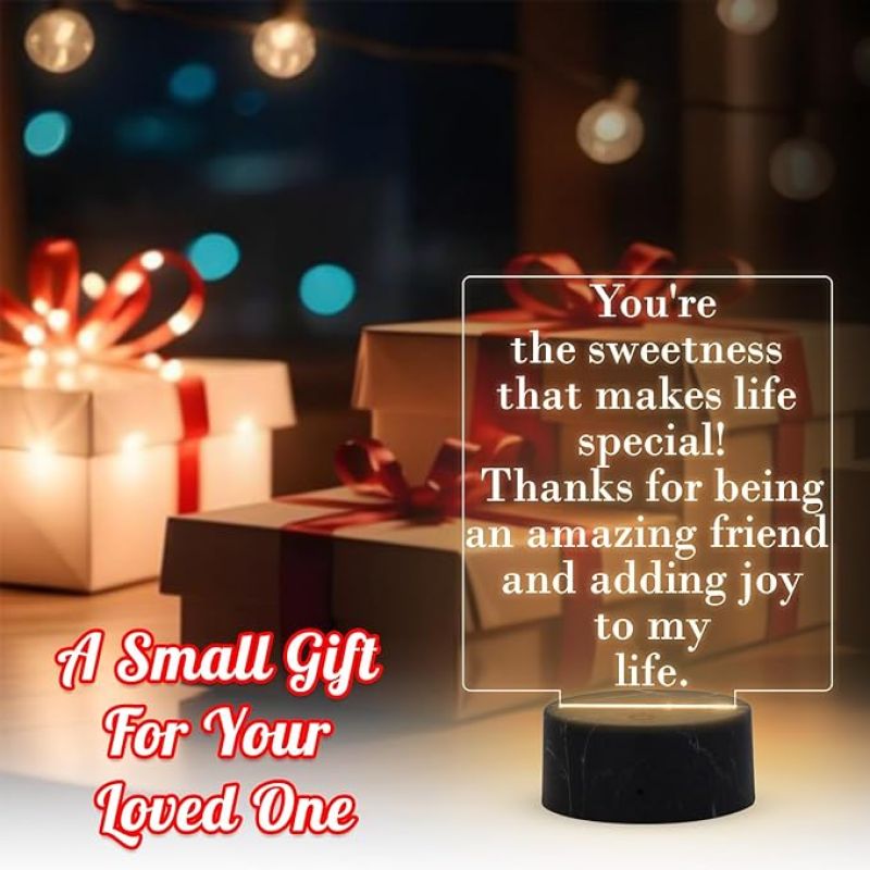 Thanks for Being an Amazing Friend Engraved Night Lamp with Warm White Light Gift for Friendship Day