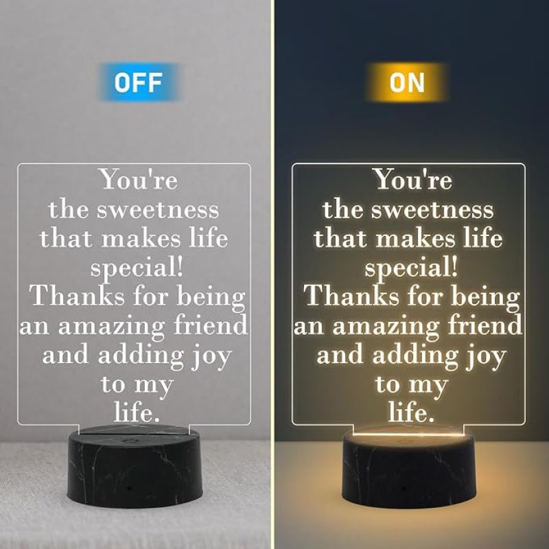 Thanks for Being an Amazing Friend Engraved Night Lamp with Warm White Light Gift for Friendship Day