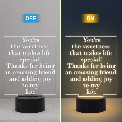 Thanks for Being an Amazing Friend Engraved Night Lamp with Warm White Light Gift for Friendship Day
