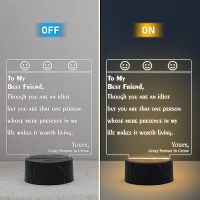 To My Best Friend Engraved Night Lamp with Warm White Light Birthday Gift for BFF Gift for Best Friend Best Friend For Boy Girl