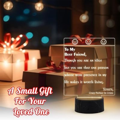 To My Best Friend Engraved Night Lamp with Warm White Light Birthday Gift for BFF Gift for Best Friend Best Friend For Boy Girl