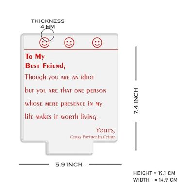 To My Best Friend Engraved Night Lamp with Warm White Light Birthday Gift for BFF Gift for Best Friend Best Friend For Boy Girl