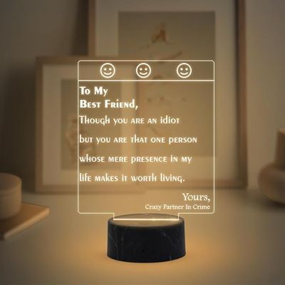 To My Best Friend Engraved Night Lamp with Warm White Light Birthday Gift for BFF Gift for Best Friend Best Friend For Boy Girl