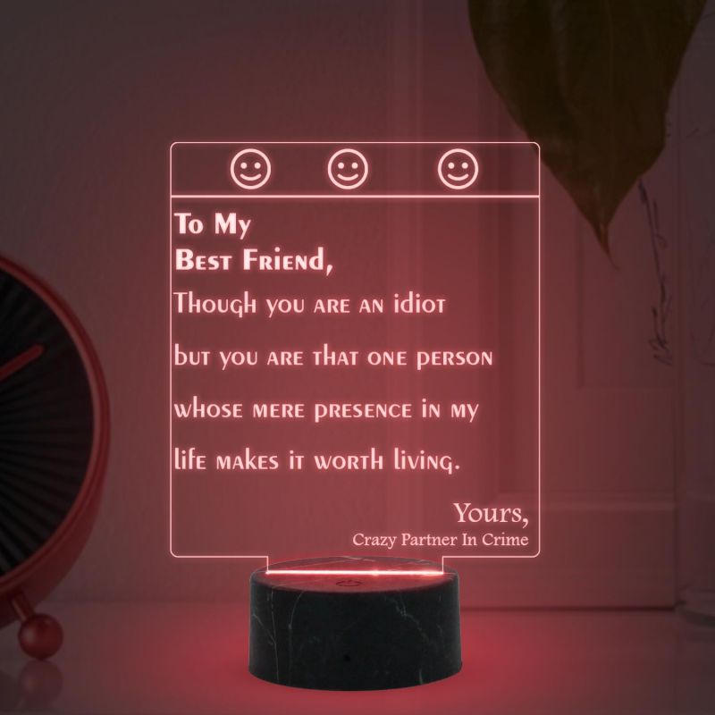 To My Best Friend Engraved Night Lamp with Multicolored Light Birthday Gift for BFF Gift for Best Friend Best Friend For Boy Girl