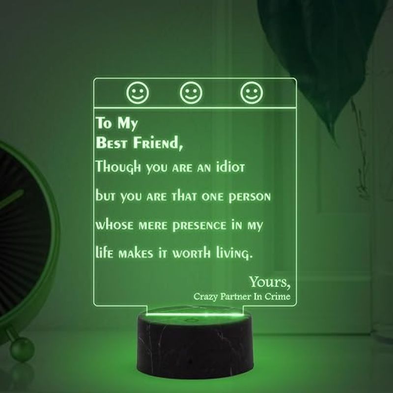 To My Best Friend Engraved Night Lamp with Multicolored Light Birthday Gift for BFF Gift for Best Friend Best Friend For Boy Girl