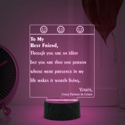 To My Best Friend Engraved Night Lamp with Multicolored Light Birthday Gift for BFF Gift for Best Friend Best Friend For Boy Girl