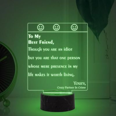 To My Best Friend Engraved Night Lamp with Multicolored Light Birthday Gift for BFF Gift for Best Friend Best Friend For Boy Girl