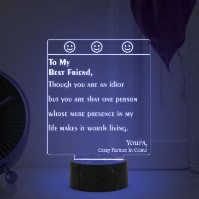 To My Best Friend Engraved Night Lamp with Multicolored Light Birthday Gift for BFF Gift for Best Friend Best Friend For Boy Girl