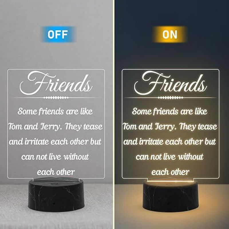 Some Friend are Like Tom & Jerry Engraved Night Lamp with Warm White Light Best Gift for Bestfriend Surprise Gift for Friend & Sister