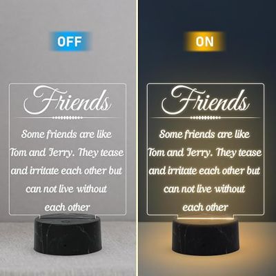 Some Friend are Like Tom & Jerry Engraved Night Lamp with Warm White Light Best Gift for Bestfriend Surprise Gift for Friend & Sister