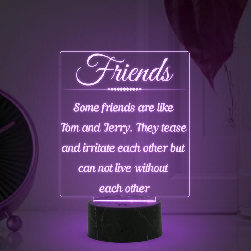 Some Friend are Like Tom & Jerry Engraved Night Lamp with Multicolored Light Best Gift for Bestfriend Surprise Gift for Friend & Sister