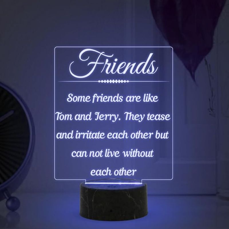 Some Friend are Like Tom & Jerry Engraved Night Lamp with Multicolored Light Best Gift for Bestfriend Surprise Gift for Friend & Sister