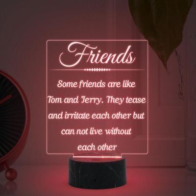 Some Friend are Like Tom & Jerry Engraved Night Lamp with Multicolored Light Best Gift for Bestfriend Surprise Gift for Friend & Sister