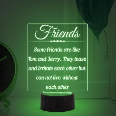 Some Friend are Like Tom & Jerry Engraved Night Lamp with Multicolored Light Best Gift for Bestfriend Surprise Gift for Friend & Sister
