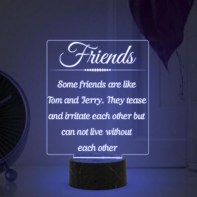 Some Friend are Like Tom & Jerry Engraved Night Lamp with Multicolored Light Best Gift for Bestfriend Surprise Gift for Friend & Sister
