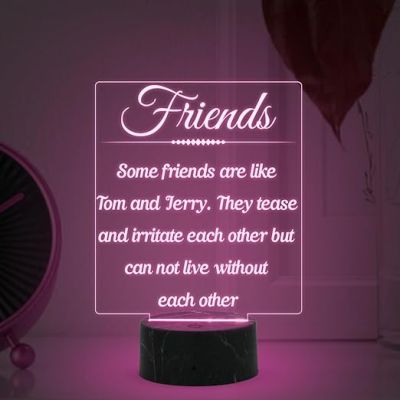 Some Friend are Like Tom & Jerry Engraved Night Lamp with Multicolored Light Best Gift for Bestfriend Surprise Gift for Friend & Sister