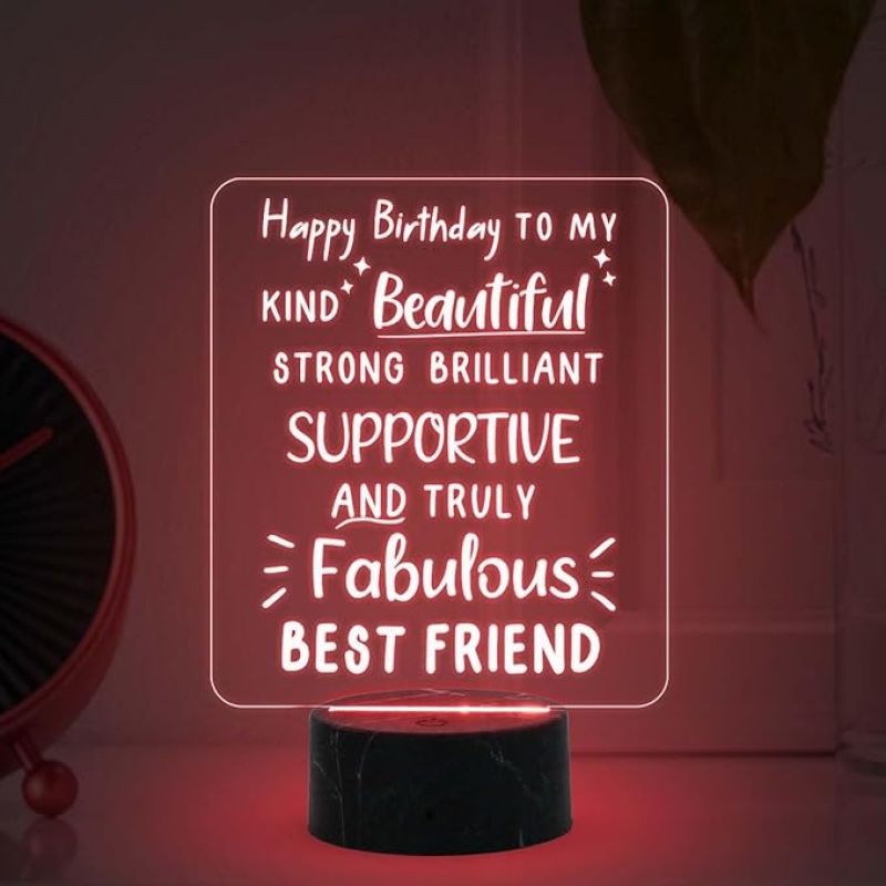 Happy Birthday To My Fabulous Best Friend night lamp with Automatic Color Changing Light Memorable Happy Birthday Gift for Best Friend, Love Gift for Friend