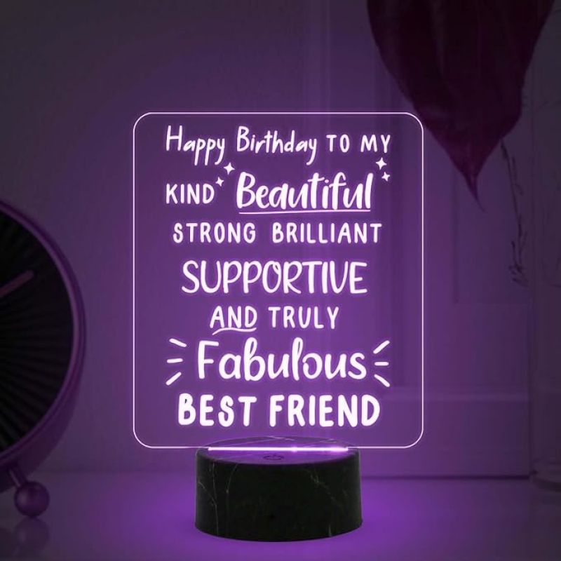 Happy Birthday To My Fabulous Best Friend night lamp with Automatic Color Changing Light Memorable Happy Birthday Gift for Best Friend, Love Gift for Friend