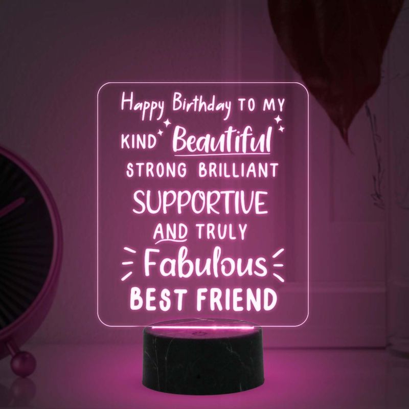 Happy Birthday To My Fabulous Best Friend night lamp with Automatic Color Changing Light Memorable Happy Birthday Gift for Best Friend, Love Gift for Friend