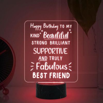 Happy Birthday To My Fabulous Best Friend night lamp with Automatic Color Changing Light Memorable Happy Birthday Gift for Best Friend, Love Gift for Friend
